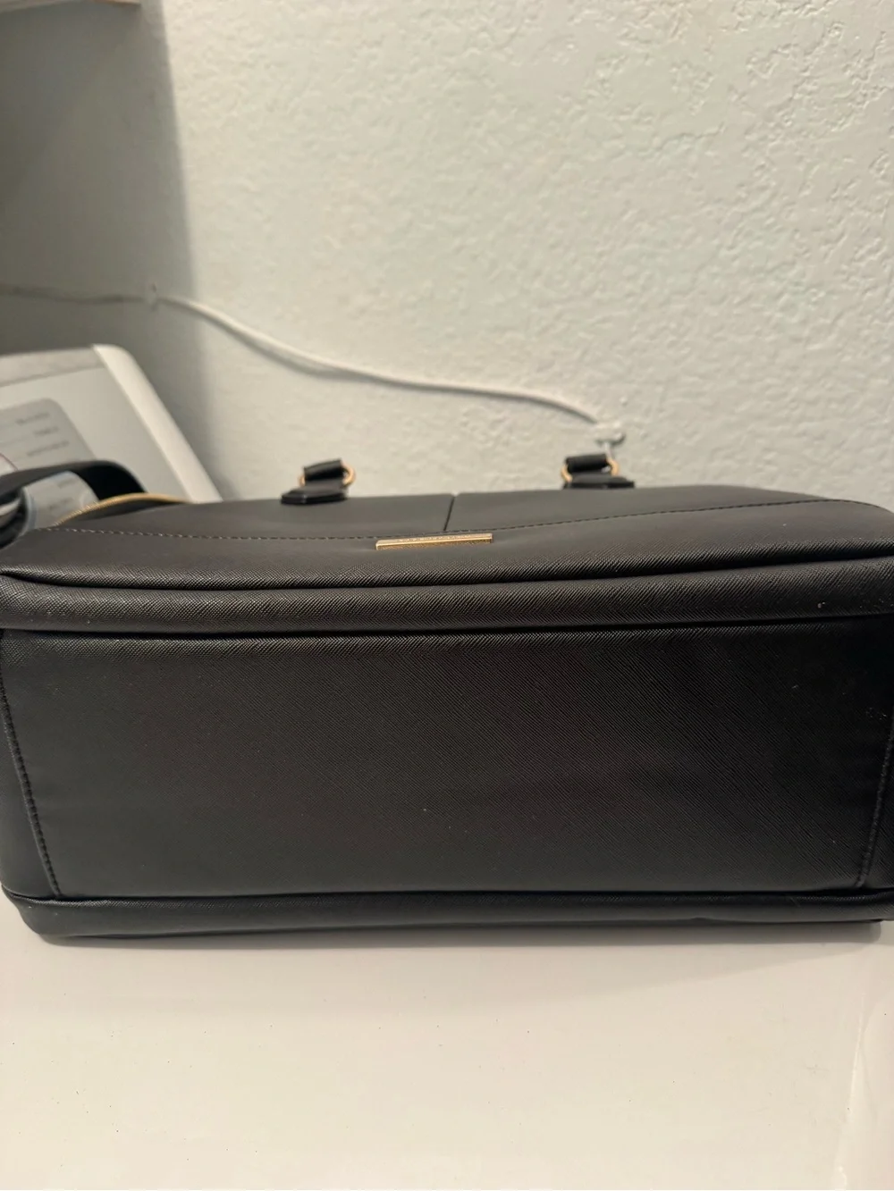 Forever New Black Laptop Satchel with Gold Accents